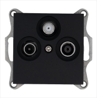 Розетка телевизионная оконечная TV + FM + SAT 3-м Ф9.5мм механизм черн. матов. soft touch Jasmart G6206PB