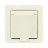 Розетка 1-м СП Афина 16А IP20 с заземл. с крышкой в сборе сл. кость (ivory) Universal A0029-I