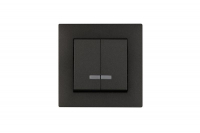 Выключатель 2-клав. с подсветкой Karea RIZZ STAR дым. металлик Makel 88050023