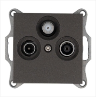 Розетка телевизионная оконечная TV + FM + SAT 3-м Ф9.5мм механизм мокко Jasmart G6206Z