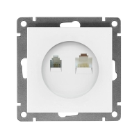 Розетка компьютерная + телефонная 2-м СП Афина механизм бел. Universal A0052