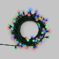 Гирлянда светодиодная "Мультишарики" 20м d15мм 200LED мульти (RG/RB) 11Вт 230В IP44 мигание провод зел. Neon-Night 303-609