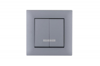 Выключатель 2-клав. с подсветкой Karea RIZZ STAR сер. Makel 88065023