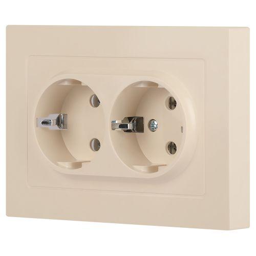 Розетка 2-м СП Accent 6-205-02 16А IP20 250В 2P+E Schuko AL/CU сл. кость Intro Б0063489