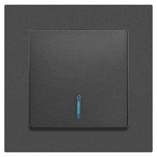 Выключатель 1-кл. СП Accent 6-102-07 10А IP20 250В с подсветкой AL/CU графит Intro Б0063434