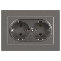 Розетка 2-м СП Accent 6-205-09 16А IP20 250В 2P+E Schuko AL/CU титан Intro Б0063500