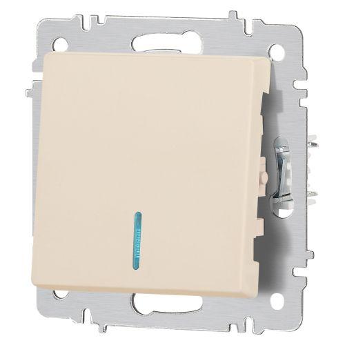 Выключатель 1-кл. СП Accent 6-102-02 10А IP20 250В с подсветкой AL/CU сл. кость Intro Б0063428