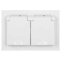 Розетка 2-м СП Accent 6-210-01 16А IP44 250В 2P+E Schuko с крышками защ. шторки AL/CU бел. Intro Б0063577