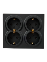 Розетка 4-м ОП LETO с заземл. закрытый корпус ПБТ черн. бархат LEZARD 752-4200-127BDP