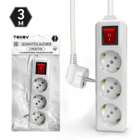 Удлинитель 3х3м с заземл. с выкл. 10А 3х1.5 TOKOV LIGHT TKL-C01-BU3-3-1.5-ZV