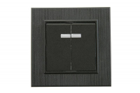 Выключатель 2-клав. с подсветкой Karea LINE STAR чер.Makel 86054023