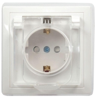 Розетка 1-м СП Кварта РСбш10-3-ККБ-44 16А IP44 с заземл. защ. шторки с крышкой керамика бел. GENERICA ERK70-K01-10-DM-44