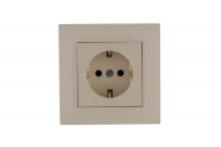 Розетка 1-м Karea RIZZ с заземл. керамика крем Makel 88010008