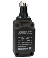 Выключатель путевой ВП 36-2502П-66 У2 1НО+1НЗ 3А IP66 толкатель с роликом инерционный 30х60мм без сальника Электротехник ET010884