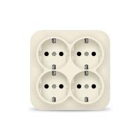 Розетка 4-м ОП 16А IP20 с заземл. сл. кость квадрат IONICH 1454