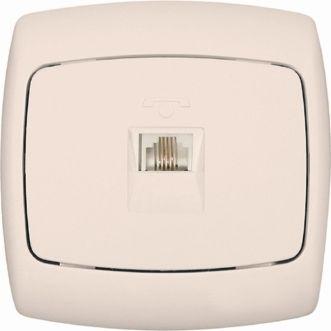 Розетка телефонная 1-м СП Рондо RJ11 сл. кость SchE RT-4S-SI (РТ-4С-си)