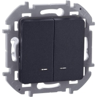 Выключатель 2-кл. Inspiria 10А IP20 250В 10AX с подсветкой/индикацией механизм антрацит IEK 673633