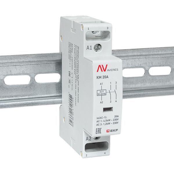 Контактор модульный КМ 20А 2NО 24В AC (1 мод.) AVERES EKF km-av-1-20-20-24V