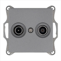 Розетка телевизионная оконечная TV + FM 2-м Ф9.5мм механизм алюм. Jasmart G6204S