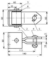 Ушко шарнирное для консольных и фиксаторных стоек КС-136