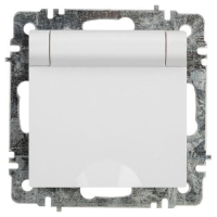 Розетка 1-м СП Accent 6-203-01 16А IP20 250В 2P+E Schuko с крышкой AL/CU бел. Intro Б0063709