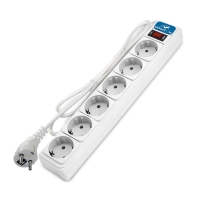 Удлинитель с сетевым фильтром 6х5м с заземл 10А IP20 2.2кВт ПВС 3х1 с выкл. бел. DOMTOK 2517