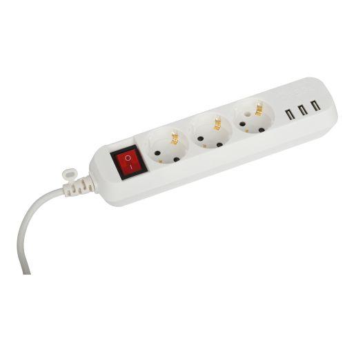 Удлинитель 3х3м с заземл. +3xUSBA 10А с выкл. U-3es-3m-USB Эра Б0052901