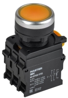 Кнопка d22мм 1НО+1НЗ MASTER с подсветкой и фиксацией желт. IEK MI-BT60-11TD-3-11-K05