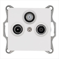 Розетка телевизионная оконечная TV + FM + SAT 3-м Ф9.5мм механизм бел. глянцевый Jasmart G6206W