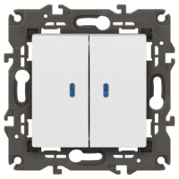 Выключатель 2-кл. СП Elegance 14-1105-01 10А IP20 250В 10AX с подсветкой механизм бел. Эра Б0034237