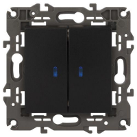 Выключатель 2-кл. СП Elegance 14-1105-05 10А IP20 250В 10AX с подсветкой механизм антрацит Эра Б0034241