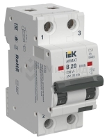 Выключатель автоматический дифференциального тока 2п B 20А 30мА тип AC АВДТ B10N ARMAT IEK AR-B10N-2-B020C030