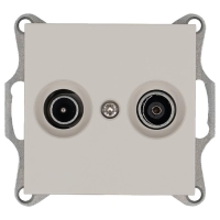 Розетка телевизионная проходная TV + FM 2-м Ф9.5мм механизм тауп Jasmart G6205T