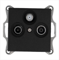 Розетка телевизионная оконечная TV + FM + SAT 3-м Ф9.5мм механизм антрацит Jasmart G6206B