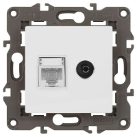 Розетка компьютерная + телевизионная Elegance 14-3110-01М RJ45+TV матов. бел. Эра Б0065767