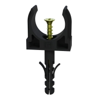 Держатель для труб (клипса) d25мм с дюбелем и саморезом черн. (уп.100шт) Промрукав PR13.0221