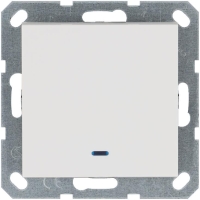 Переключатель проходной 1-кл. 10А IP20 с подсветкой механизм бел. глянцевый Jasmart G3012NW