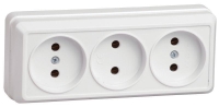 Розетка 3-м ОП Октава 10А IP20 без заземл. бел. GENERICA ERO30-K01-10-DC