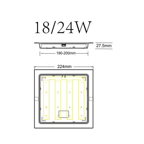 Светильник светодиодный LED 18-24-4K 24Вт 4000К встраив. квадратный ЭРА Б0057429