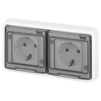 Розетка Эксперт 11-2524-01 2х2P+E гориз. IP55 шторки 16А-250В СУ бел. Эра Б0063254