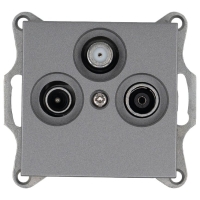 Розетка телевизионная проходная TV + FM + SAT 3-м Ф9.5мм механизм алюм. Jasmart G6207S