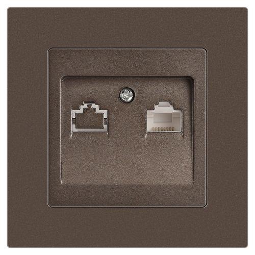 Розетка компьютерная 1-м СП Accent 6-303-08 RJ45 IP20 бронза Intro Б0063639