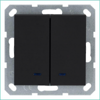Выключатель 2-кл. 10А IP20 с подсветкой механизм черн. матовый soft touch Jasmart G3023NPB