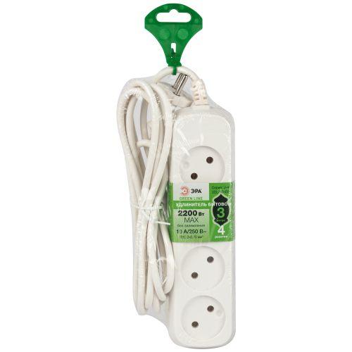 Удлинитель 4х3м без заземл. ПВС 2х0.75 UDL-10-430 Greenline Эра Б0065050