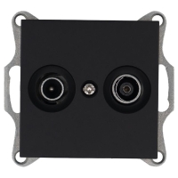 Розетка телевизионная проходная TV + FM 2-м Ф9.5мм механизм черн. матов. soft touch Jasmart G6205PB