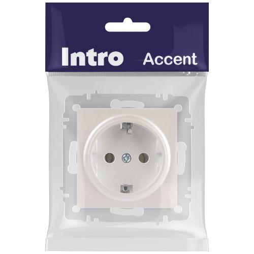 Розетка 1-м СП Accent 6-202-06 16А IP20 250В 2P+E Schuko перламутр. Intro Б0063695