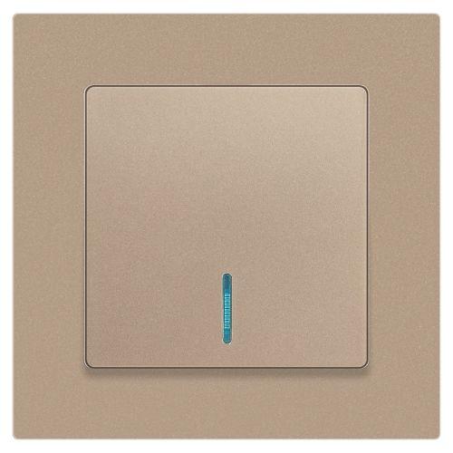 Выключатель 1-кл. СП Accent 6-102-04 10А IP20 250В с подсветкой AL/CU шампань Intro Б0063475