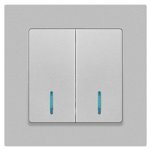 Выключатель 2-кл. СП Accent 6-105-03 10А IP20 250В с подсветкой AL/CU алюм. Intro Б0063511