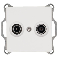 Розетка телевизионная проходная TV + FM 2-м Ф9.5мм механизм бел. глянцевый Jasmart G6205W