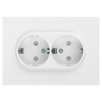 Розетка 2-м СП Accent 6-208-01 16А IP20 250В 2P+E Schuko со шторками AL/CU бел. Intro Б0063528